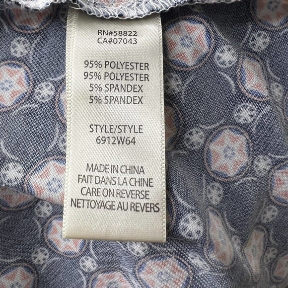 Max Studio Navy Blue & Peach Geometric Circle Print Short Sleeve Swing Dress XS - Picture 9 of 10